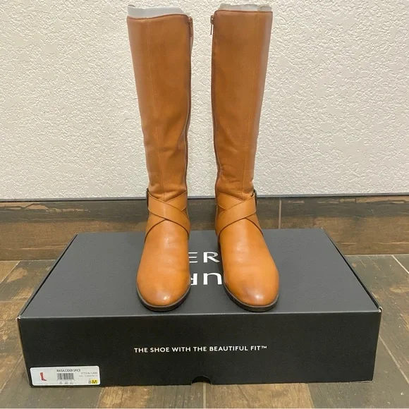 Naturalizer Leather Raisa, Cider Spice Knee-High Wide Calf Boots ~ Size 8 - Picture 3 of 10